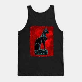 Bastet Cat Black/Teal/Red Tank Top